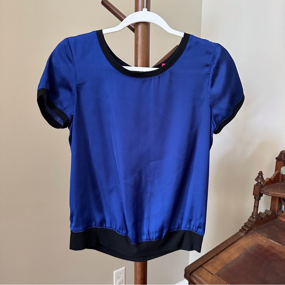 Sunny Leigh Blue Banded Blouse Top S